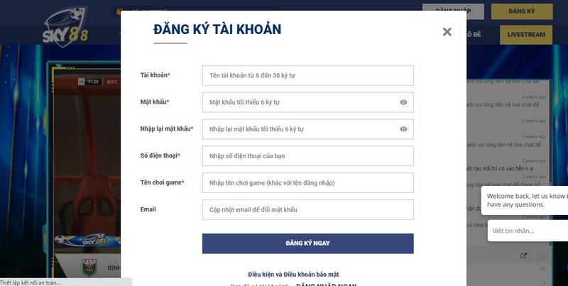 Cậo nhật đầy đủ thông tin để đăng ký tài khoản thành viên